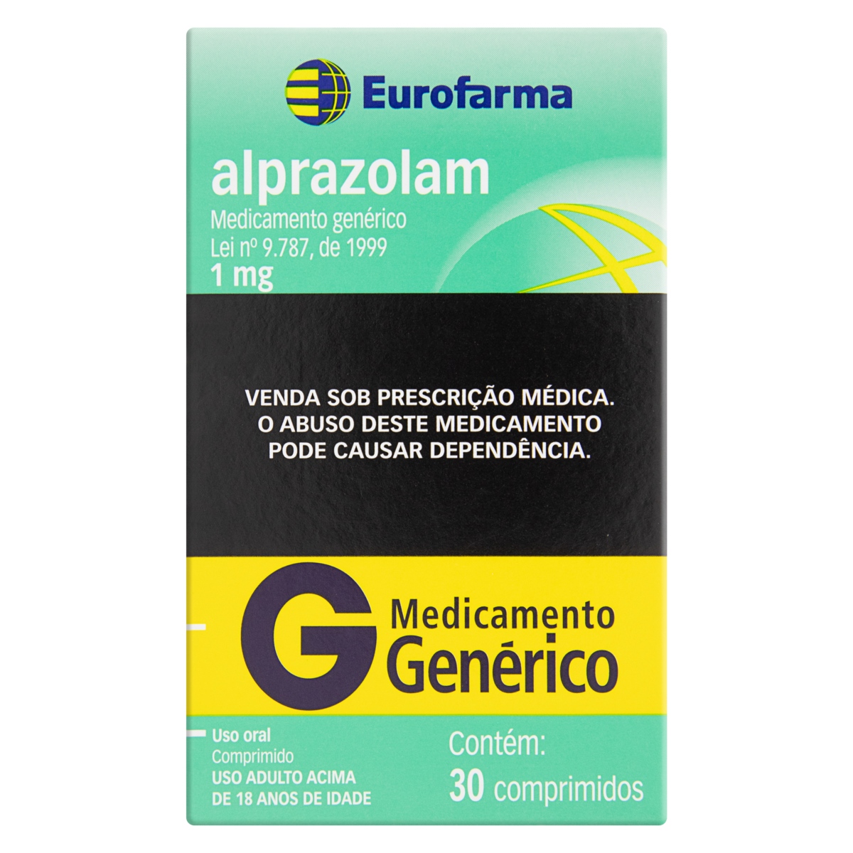 ALPRAZOLAM 1MG EUROFARMA CAIXA 30 COMPRIMIDOS - AES LABS 