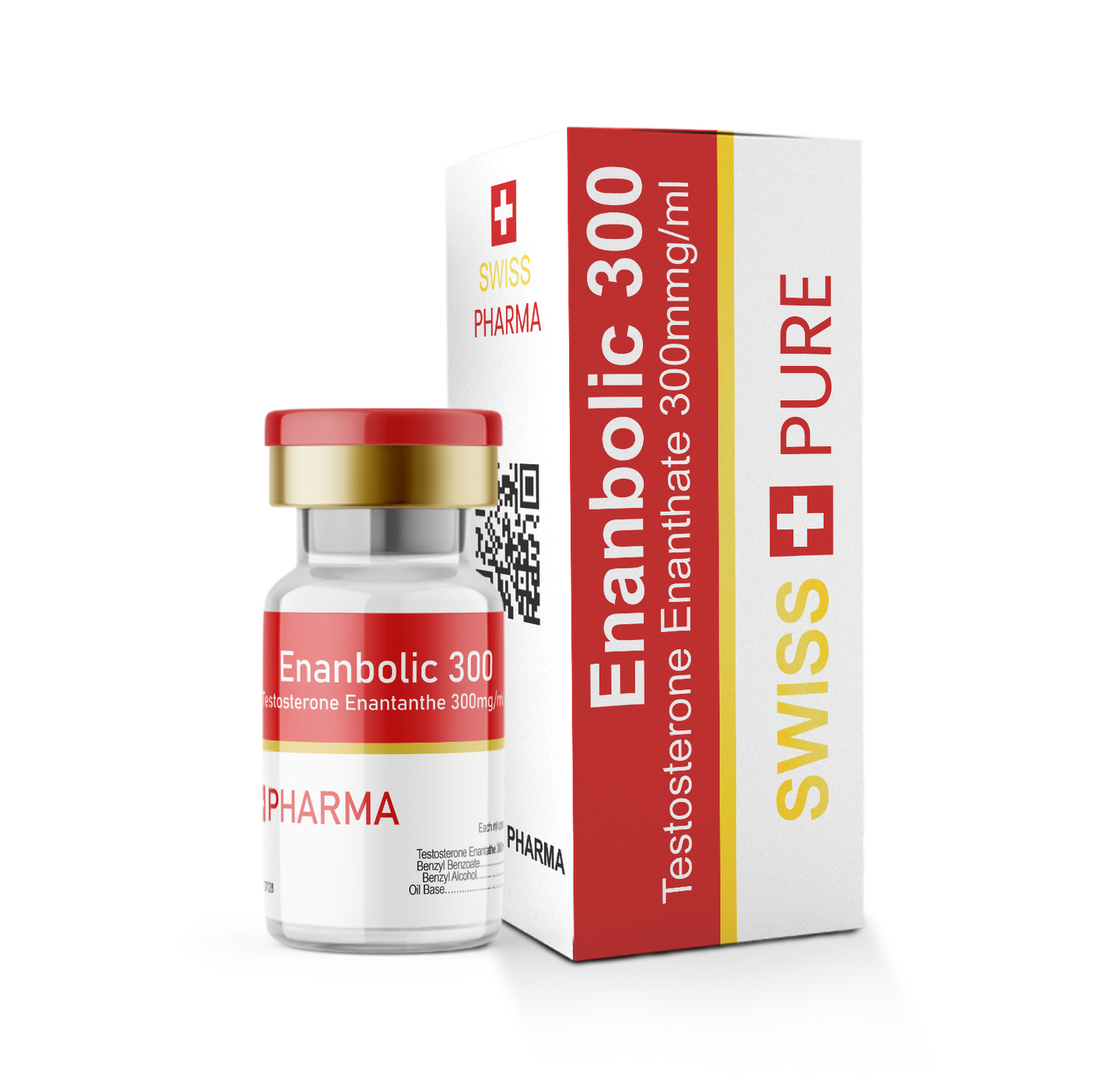 Frasco de Enanthalato de Testosterona 300mg/ml da SWISS PHARMA, ideal para ciclistas e atletas